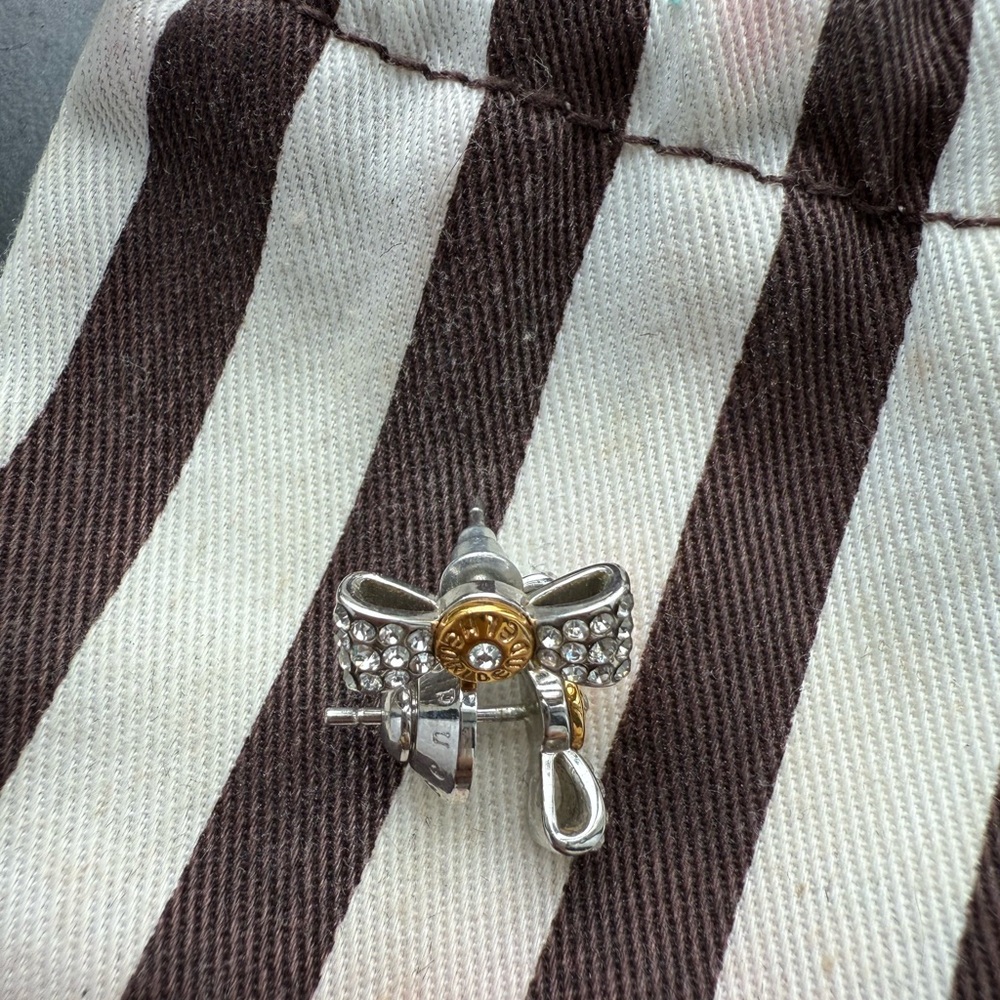HENRY BENDEL Silver and Gold Bow Earrings